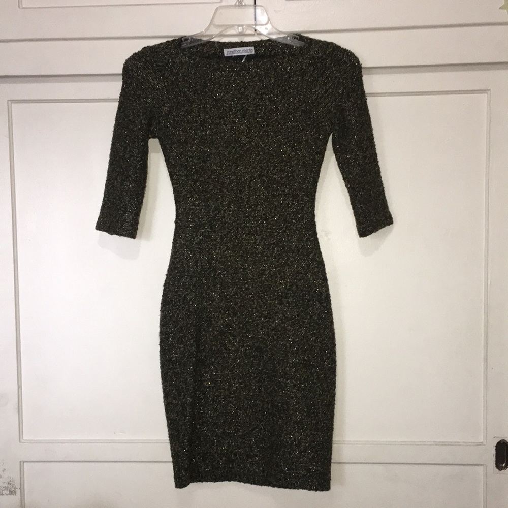 Jonathan Martin Green Sparkle Sweater Dress